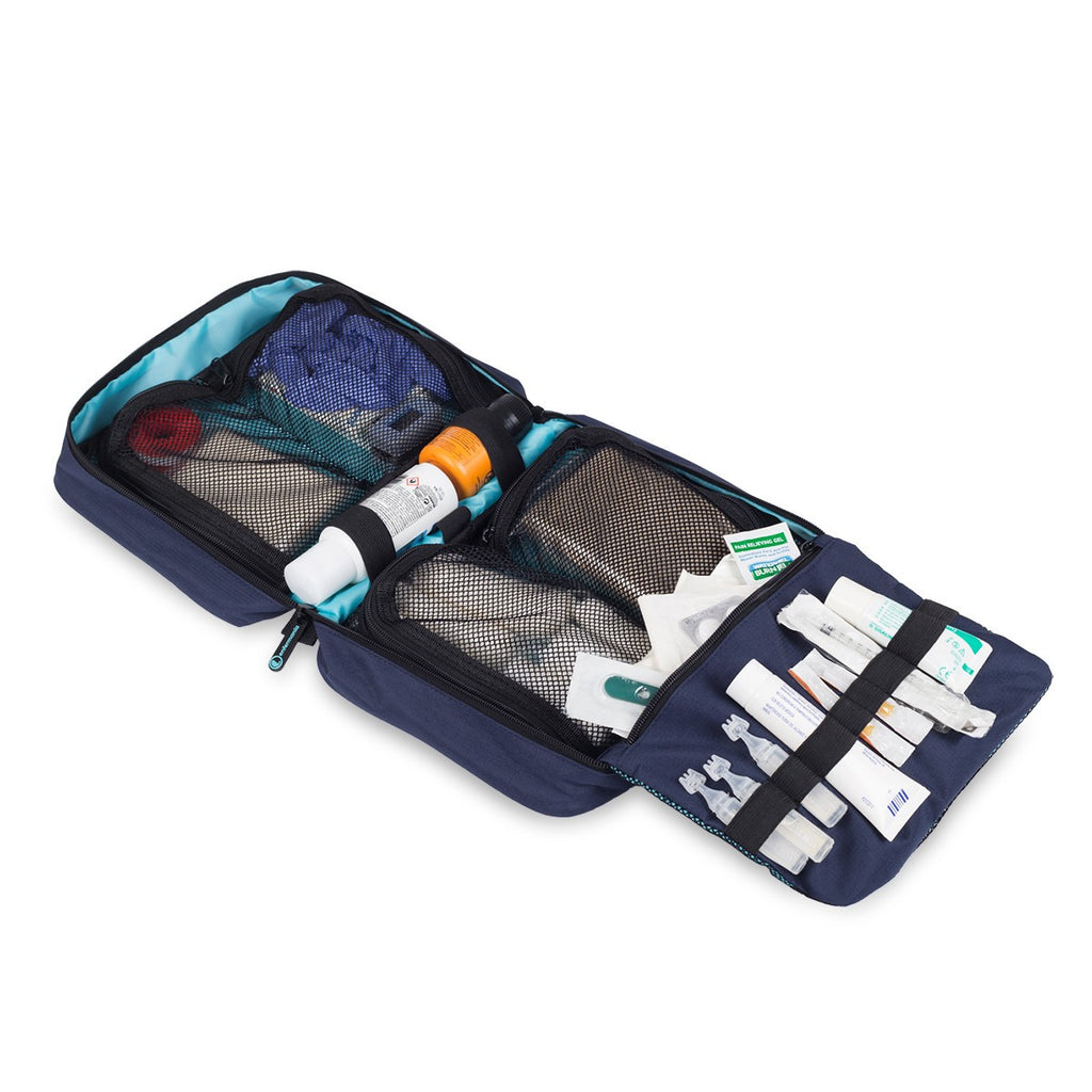 Kit di pronto soccorso estensibile blu - tasche a rete